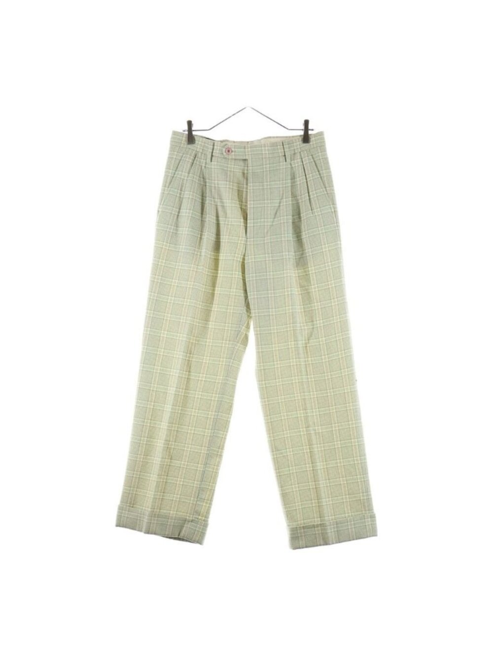 Gucci Tartan Check Double Woolslacks Yellow Green